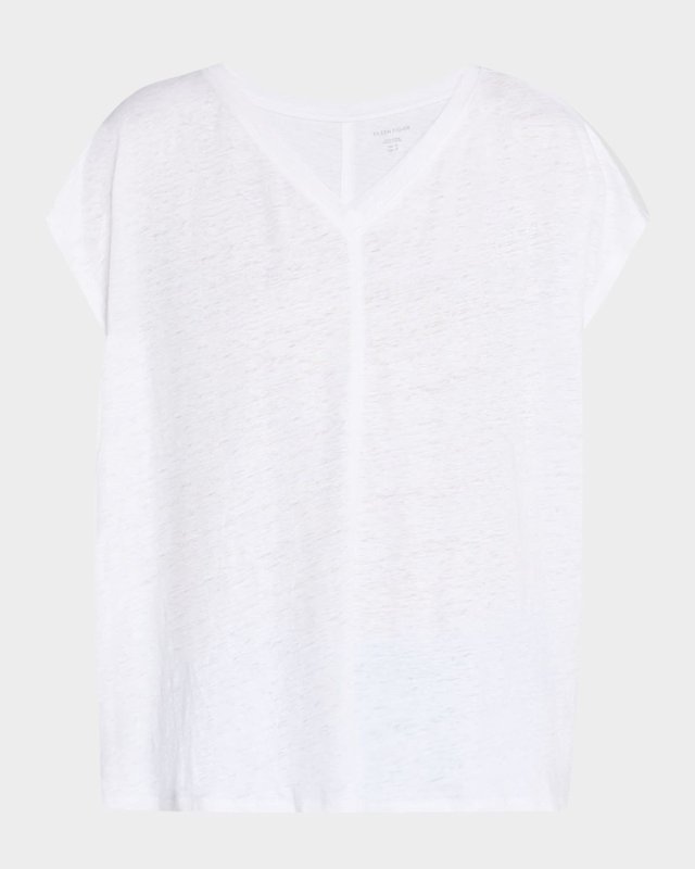 Boxy V-Neck Organic Linen Tee